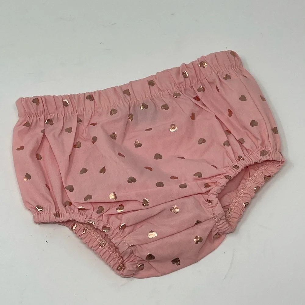 REAL LOVE PINK SHINY HEARTS DRESS & BLOOMERS RUFFLE & BOW SZ 12 MONTHS - Picture 10 of 11